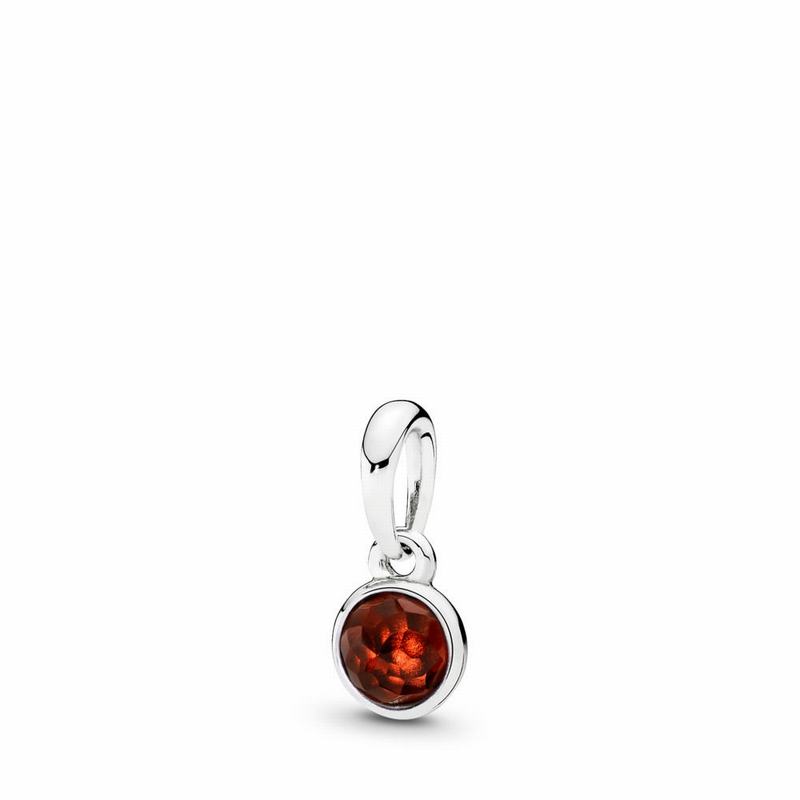 Pandora January Droplet Pendant Ireland - Sterling Silver/Red/Garnet - 832917EDR